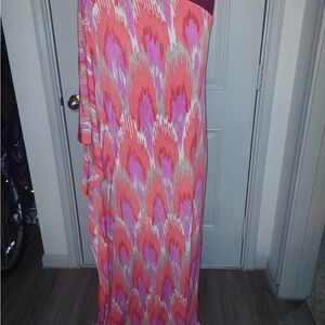 Michael Kors Vibrant Pink and Purple off the shoulder Maxi Dress size L